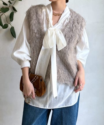 DOUDOU(ドゥドゥ) 【REI企画カラーあり】【前後2WAY】シャギーニットベスト