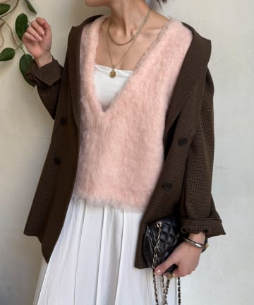 DOUDOU(ドゥドゥ) 【REI企画カラーあり】【前後2WAY】シャギーニットベスト