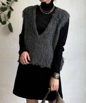 DOUDOU(ドゥドゥ) 【REI企画カラーあり】【前後2WAY】シャギーニットベスト