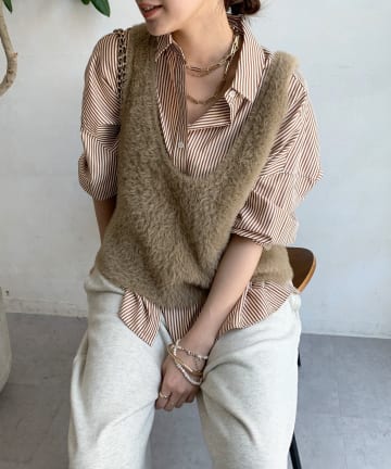 DOUDOU(ドゥドゥ) 前後2WAYシャギーニットタンクベスト