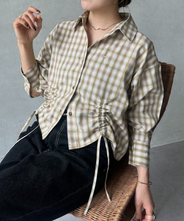 Thevon.(ゼヴォン) 【UVカット加工付き】ドロストチェックショートシャツ