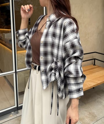 Thevon.(ゼヴォン) 【UV加工付き】ドロストチェックショートシャツ