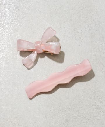 3COINS(スリーコインズ) ウネウネリボンマーブルクリップ2個セット