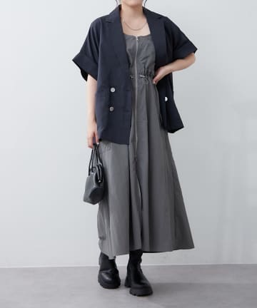 NICE CLAUP / OLIVE des OLIVE OUTLET(ナイスクラップ  / オリーブ デ オリーブ アウトレット) 【RMAF】ナイロンフロントZIPキャミワンピース