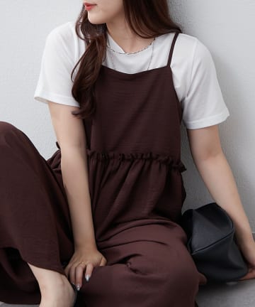 NICE CLAUP / OLIVE des OLIVE OUTLET(ナイスクラップ  / オリーブ デ オリーブ アウトレット) 【RMAF】ルーズサロペット+TシャツSET