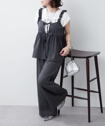 NICE CLAUP / OLIVE des OLIVE OUTLET(ナイスクラップ  / オリーブ デ オリーブ アウトレット) 【RMAF】リボンキャミ+ロングパンツSET