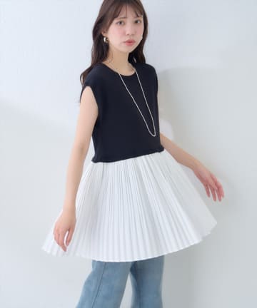 natural couture(ナチュラルクチュール) プリーツドッキングニット