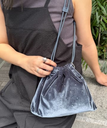 CIAOPANIC TYPY(チャオパニックティピー) カラビナ付きベロアスタッズ巾着BAG