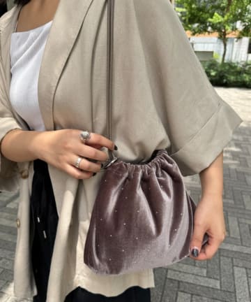 CIAOPANIC TYPY(チャオパニックティピー) カラビナ付きベロアスタッズ巾着BAG