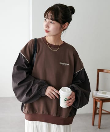 DISCOAT(ディスコート) 【ユニセックス】異素材切り替えスウェット