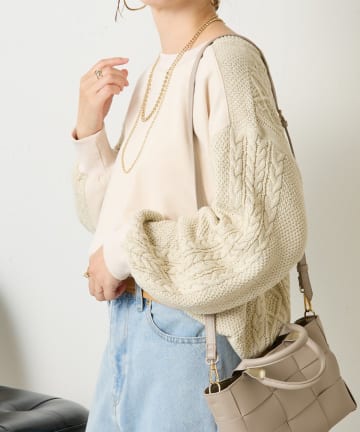 Jena　espace merveilleux(ジェナ　エスパスメルヴェイユ) 裏毛ケーブルプルオーバー