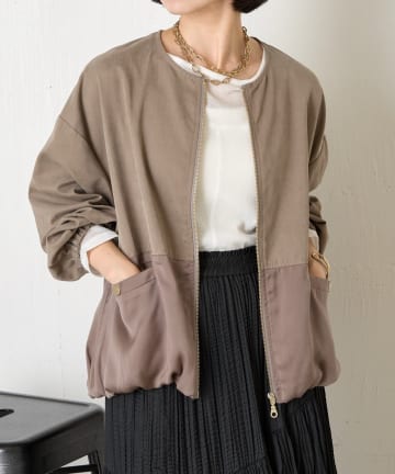 Jena　espace merveilleux(ジェナ　エスパスメルヴェイユ) ピーチサテン切替ジャケット