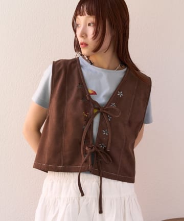 w closet(ダブルクローゼット) 【25AW】フラワースエードベスト
