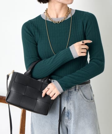Jena　espace merveilleux(ジェナ　エスパスメルヴェイユ) 配色ラインリブニット