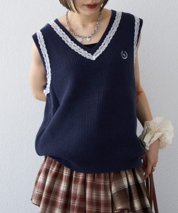 w closet(ダブルクローゼット) 【25AW】レースニットベスト
