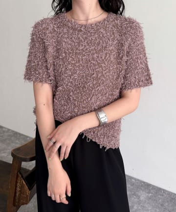 FREDY & GLOSTER(フレディ アンド グロスター) チュールテープ半袖ニットプルオーバー