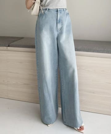 NICE CLAUP / OLIVE des OLIVE OUTLET(ナイスクラップ  / オリーブ デ オリーブ アウトレット) 【one after another】【ウエストサイズ調整可】美脚ワイドデニム