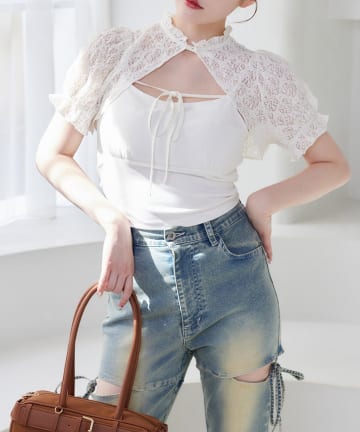 NICE CLAUP / OLIVE des OLIVE OUTLET(ナイスクラップ  / オリーブ デ オリーブ アウトレット) 【one after another】インナーセットボレロブラウス