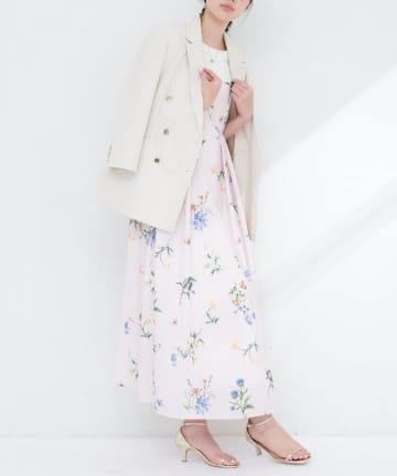 NICE CLAUP / OLIVE des OLIVE OUTLET(ナイスクラップ  / オリーブ デ オリーブ アウトレット) 【natural couture】ガーデンフラワー柄フレアキャミワンピース