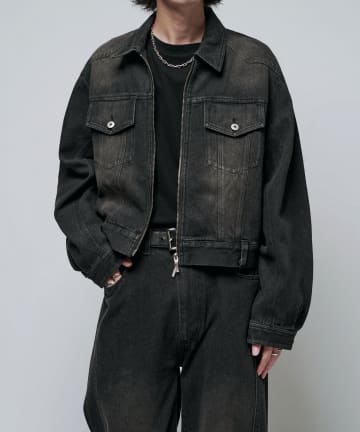 【Neucon/ニューコン】クロップドボリュームショートZIPデニムジャケット