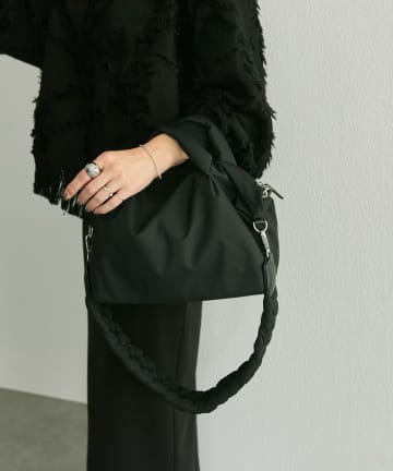 《撥水》編み手ショルダー付きふわふわボストンバッグSサイズ