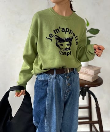 LOCUST(ローカスト) 【4色展開】ねこちゃんジャガードニット