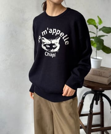 LOCUST(ローカスト) 【4色展開】ねこちゃんジャガードニット