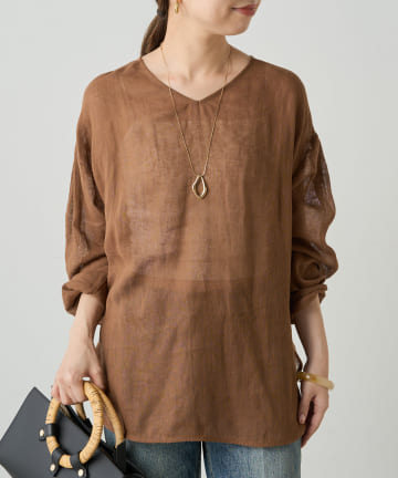 OUTLET(アウトレット) 【Loungedress】メッシュリネン2WAYルーズプルオーバー