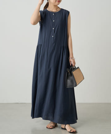 OUTLET(アウトレット) 【Loungedress】スキッパーノースリギャザーワンピース