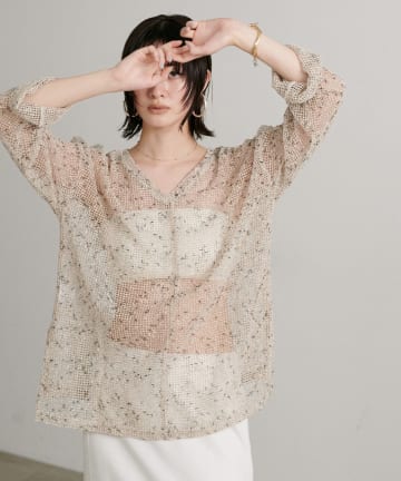 LARUTA(ラルータ) 【WEB限定】杢ネットプルオーバー
