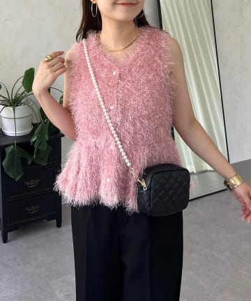 prose verse(プロズヴェール) パールボタンペプラムシャギーニットベスト