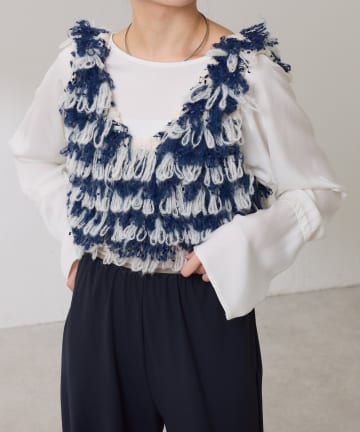 COLLAGE GALLARDAGALANTE(コラージュ ガリャルダガランテ) 【ロングシーズン使える】クロップドニットベスト
