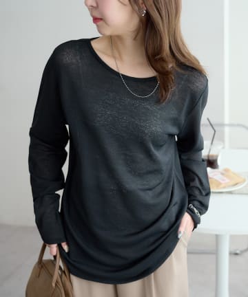 DISCOAT(ディスコート) シアー裾ラウンドプルオーバー《WEB限定カラーあり》