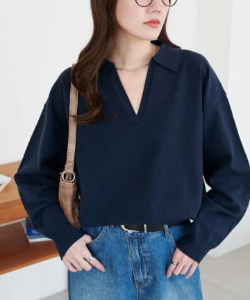 DISCOAT(ディスコート) 【もちもち素材/大人の抜け感】モチモチスキッパープルオーバー《WEB限定カラーあり》