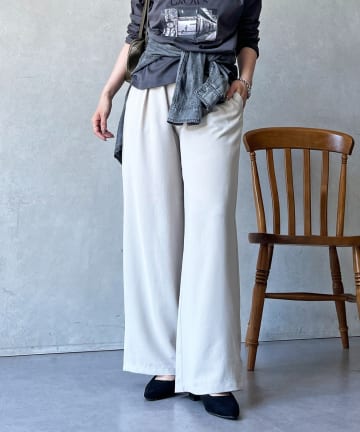 un dix cors(アンディコール) ライトジョーゼットワイドパンツ