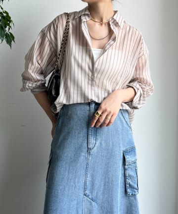 DOUDOU(ドゥドゥ) シアーストライプシャツ