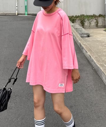 CIAOPANIC TYPY(チャオパニックティピー) 【SOUNDS GOOOOD】配色ステッチサイドスリットTee半袖