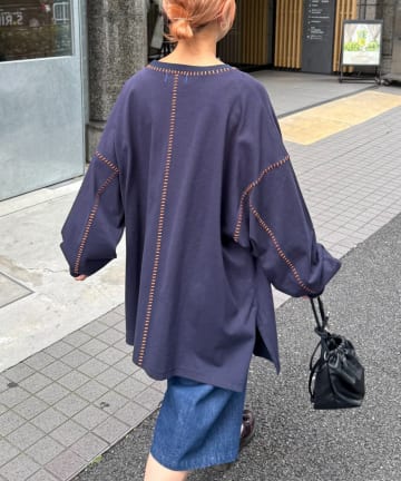 CIAOPANIC TYPY(チャオパニックティピー) 【SOUNDSGOOOOD】配色ステッチサイドスリットTee長袖