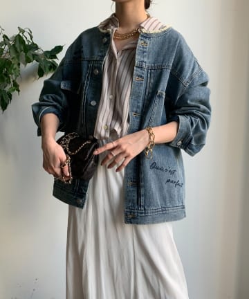 DOUDOU(ドゥドゥ) 【WEB限定】デニム刺繍ジャケット