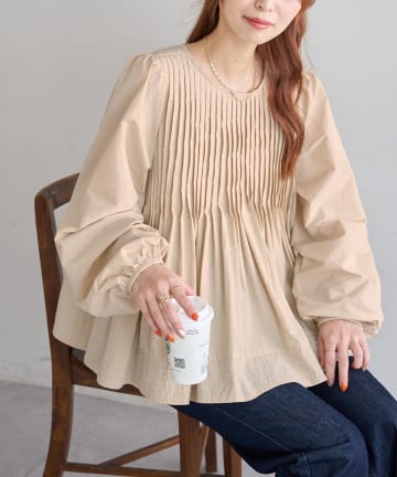 DISCOAT(ディスコート) ピンタックペプラムブラウス