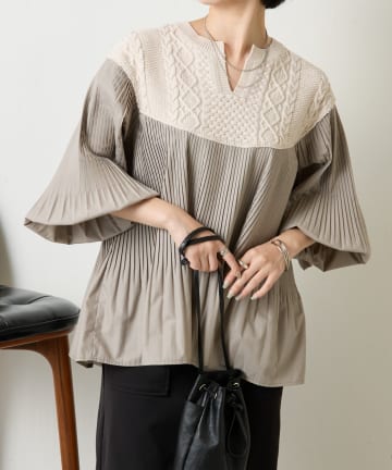 Jena　espace merveilleux(ジェナ　エスパスメルヴェイユ) ケーブルニットドッキングブラウス