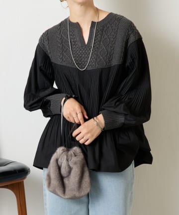 Jena　espace merveilleux(ジェナ　エスパスメルヴェイユ) ケーブルニットドッキングブラウス