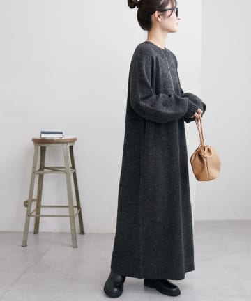 DISCOAT(ディスコート) 【楽ちんワンピ♪/6色展開/WEB限定】ラグランハイネックニットワンピース