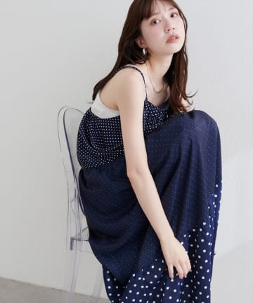 natural couture(ナチュラルクチュール) 【WEB限定】プレイフルパッチワークティアードキャミワンピース