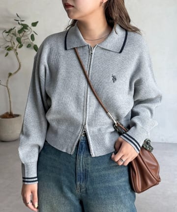 CPCM(シーピーシーエム) 【U.S. POLO ASSN.】襟付きジップカーディガン