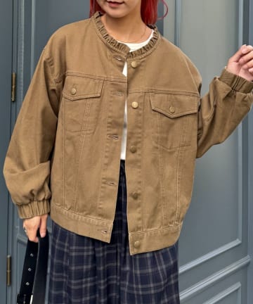 CIAOPANIC TYPY(チャオパニックティピー) 【willow】ノーカラー微フリル袖ボリュームブルゾン