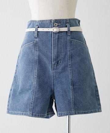 NICE CLAUP / OLIVE des OLIVE OUTLET(ナイスクラップ  / オリーブ デ オリーブ アウトレット) 【RMAF】ベルト付ショートデニムパンツ