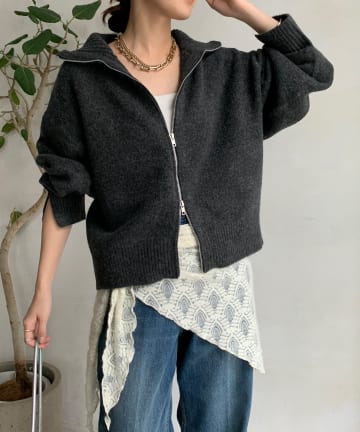 DOUDOU(ドゥドゥ) 【完売カラー再追加！/WEB限定】ダブルジップニットブルゾン