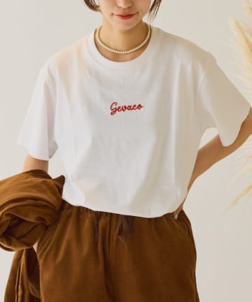 CIAOPANIC TYPY(チャオパニックティピー) 【GEVACO】ワンポイントロゴチェーン刺繍半袖Tシャツ