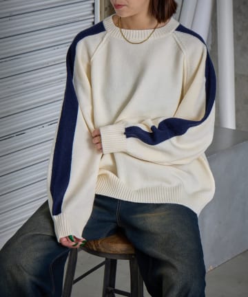 -goocy-(グーシー) カシミヤタッチ配色プルオーバー